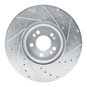 Mercedes-Benz GLE350 Brake Rotor (1) - Front Left - R1 Concepts - Drilled & Slotted - Silver - `20-`23